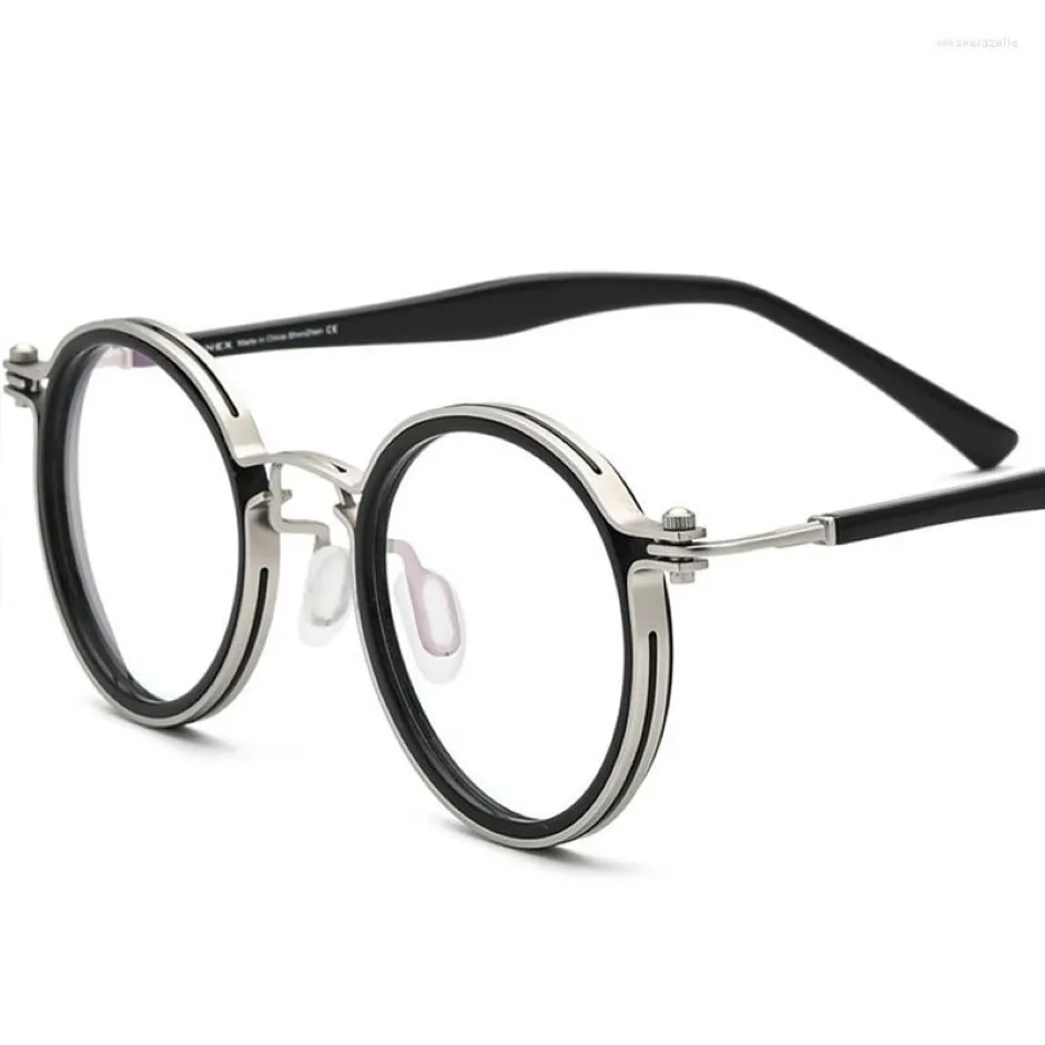 Sonnenbrille Rahmen Titan Acetat Optische Gläser Rahmen Mann Marke Retro Vintage Runde Brillen Frauen Rezept Brillen My271E