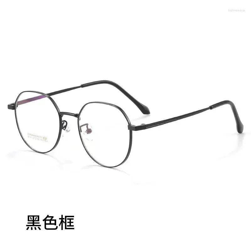 Lunettes de soleil Cadres 47mm Non Magnétique Titane Plein Cadre Circulaire Lunettes Pour Hommes Et Femmes Anti Bleu Prescription 8116