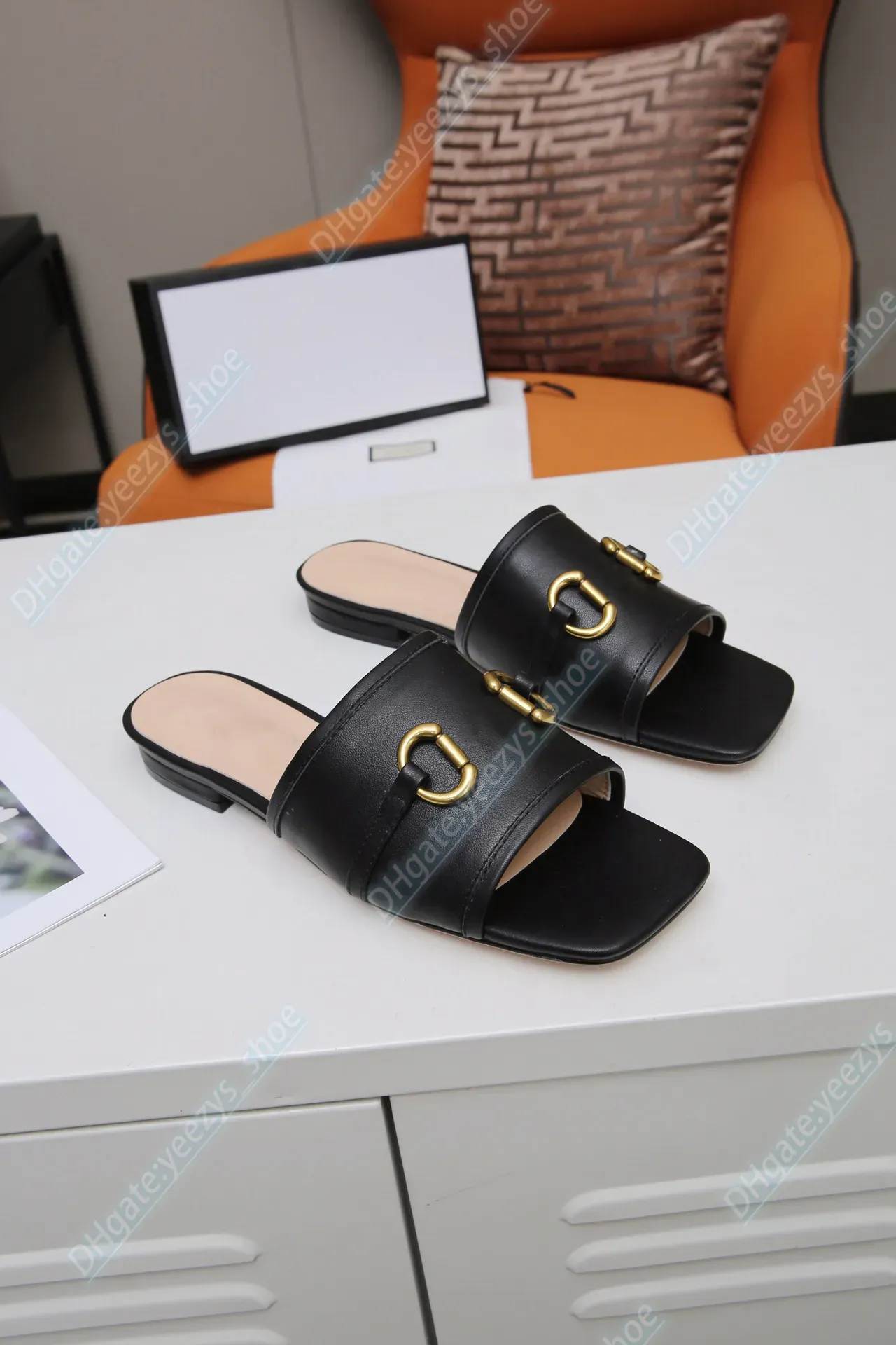 Womens Designer Slides Luxury Gold Horsebit Leather Summer Sandals From Guccis shoes 34.2 DHgate.Com