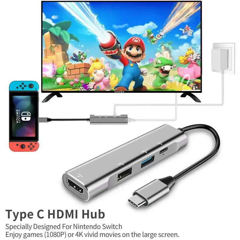 Cables RREAKA Portable Switch Dock for Nintendo Switch Oled Dock Station Type C to HDMIcompatible Conversion USB for NS Switch Host