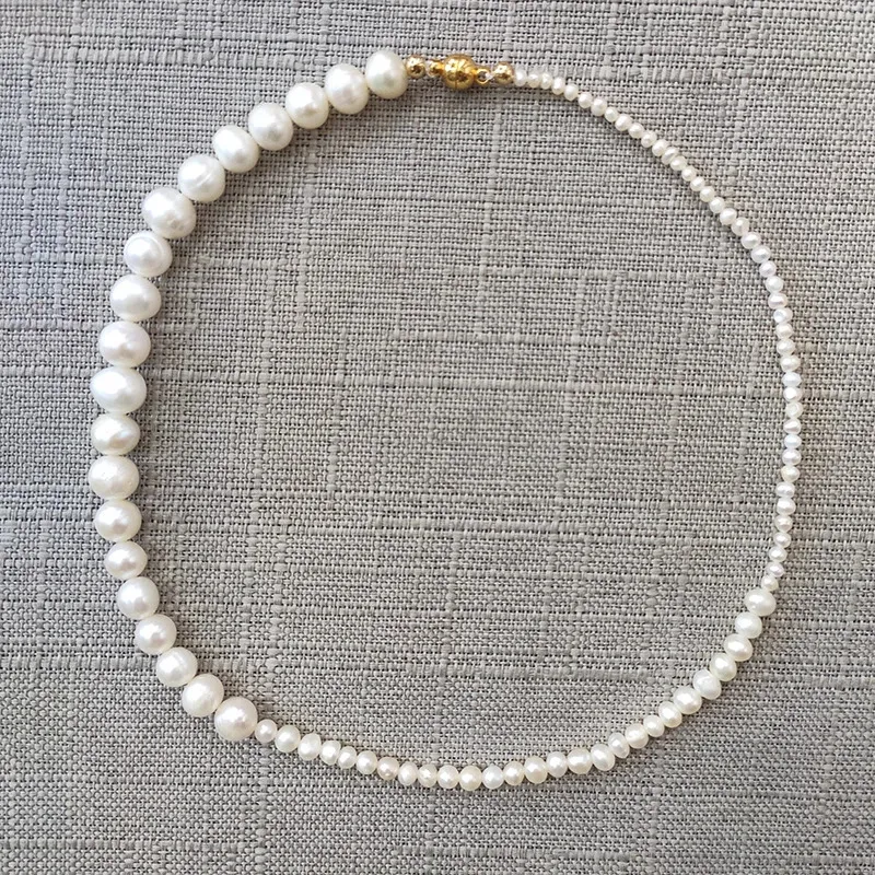 Handmade Freshwater Pearl Necklace Bohemian Large Medium Small Three Natural Pearl Mix Style Choker Women Luxury Neck Accessorie 240220