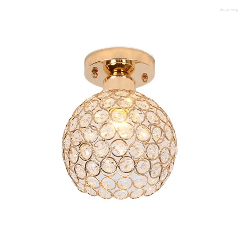 Luzes de teto LED Luz Nordic Cristal Abajur Ouro Sala de estar Quarto Moderno Lâmpada Decorativa Redonda