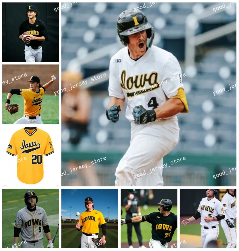 Michael Seegers Iowa Hawkeyes Baseball Jersey Raider Tello Brennen Dorighi Keaton Anthony Kyle Huckstorf Sam Hojnar Sam Petersen Custom Stitched Iowa Jerseys