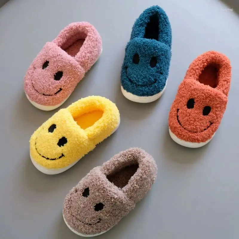 Pantoufles enfants maison chaussures cachemire coton pantoufles bébé garçon chaud fille intérieur enfants sourire maison