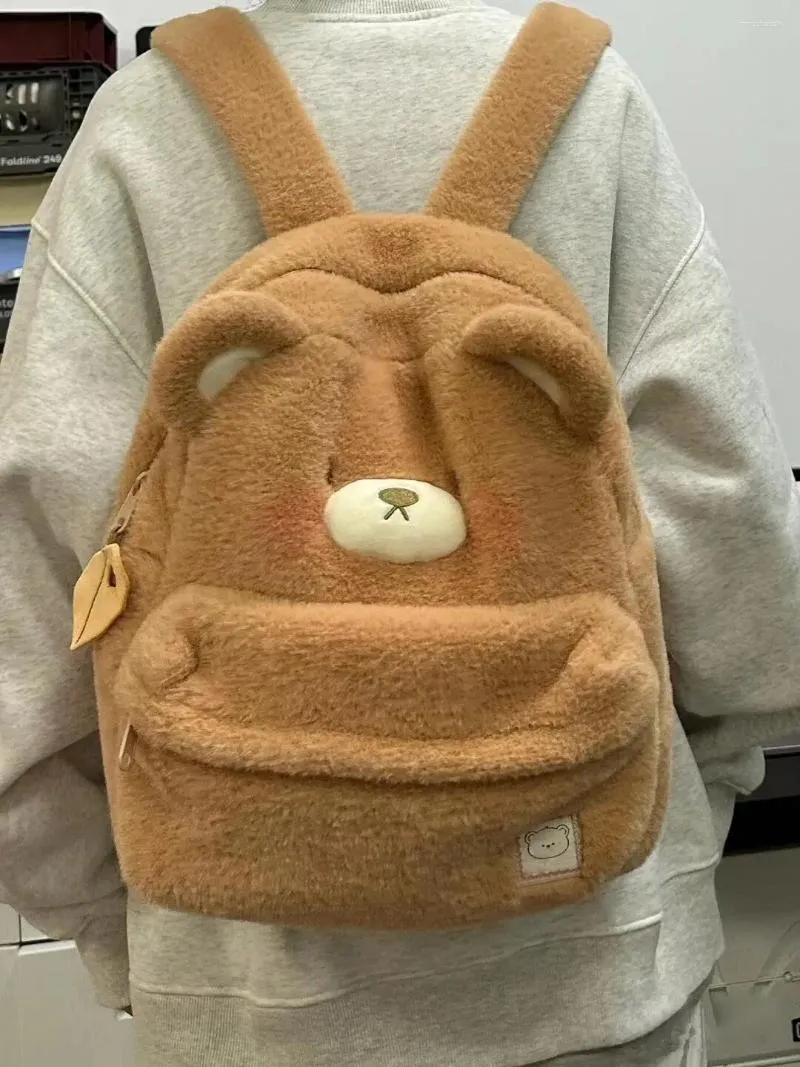 Sacos escolares moda y2k estilo mochilas para mulheres ins urso de pelúcia mini bolsa de ombro estudante boneca mochila 2024 na moda