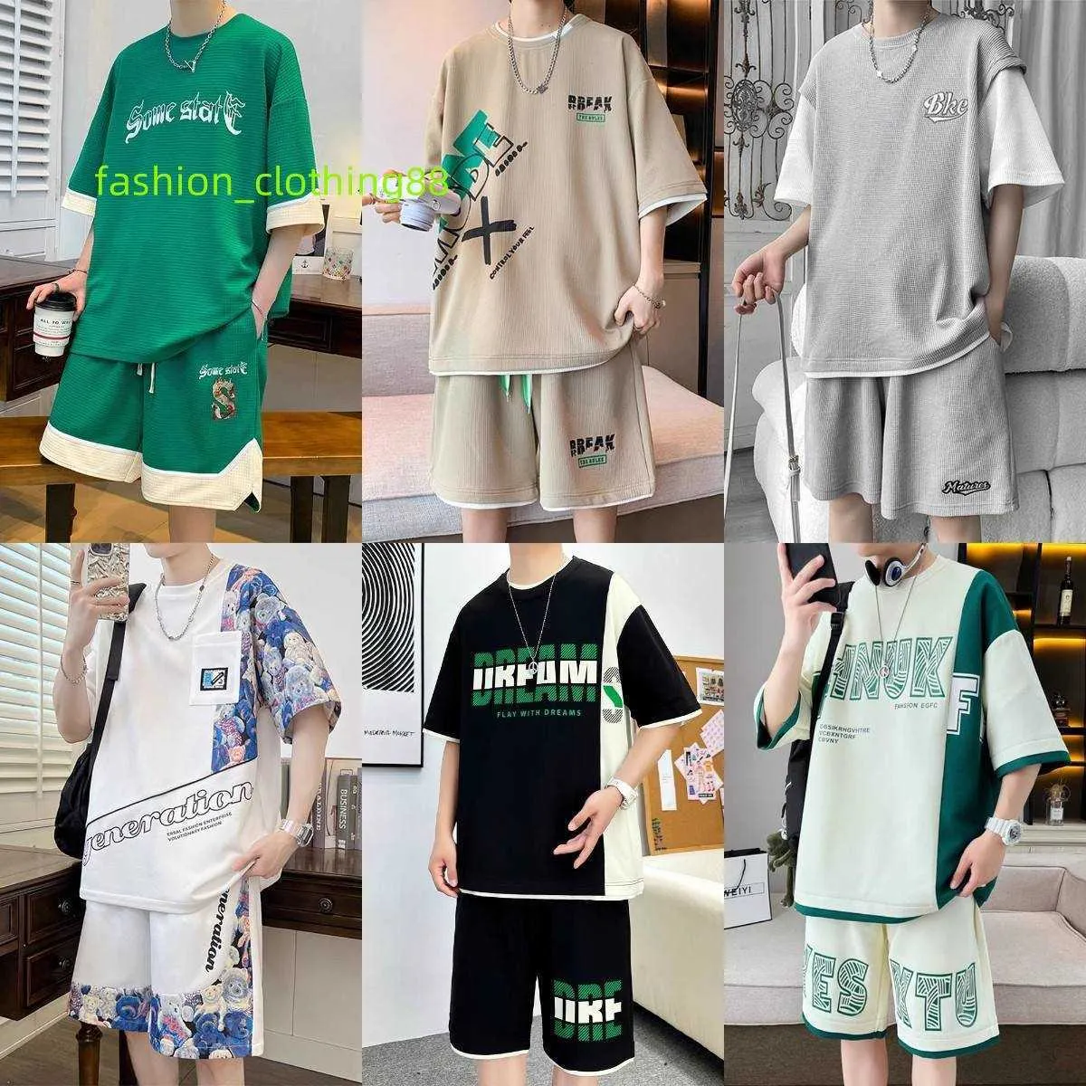 夏の服メンズショートセットショーツトラックスーツTシャツメンズスポーツカジュアルシャツ2 PCセットサマーショートリーブメンズショーツセット