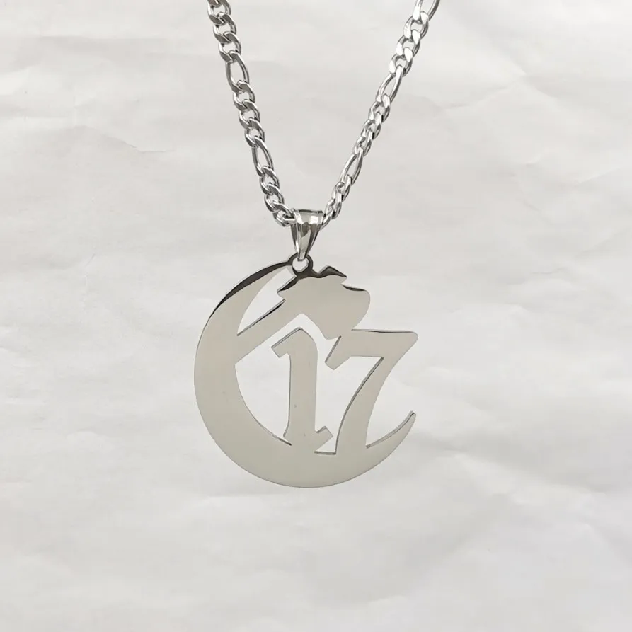 ICP Large Chapter 17 Ouija Macc Juggalo Pendant Charms Stainless Steel NK Curb Chain Necklace 4mm 18-32 Inch Silver245t