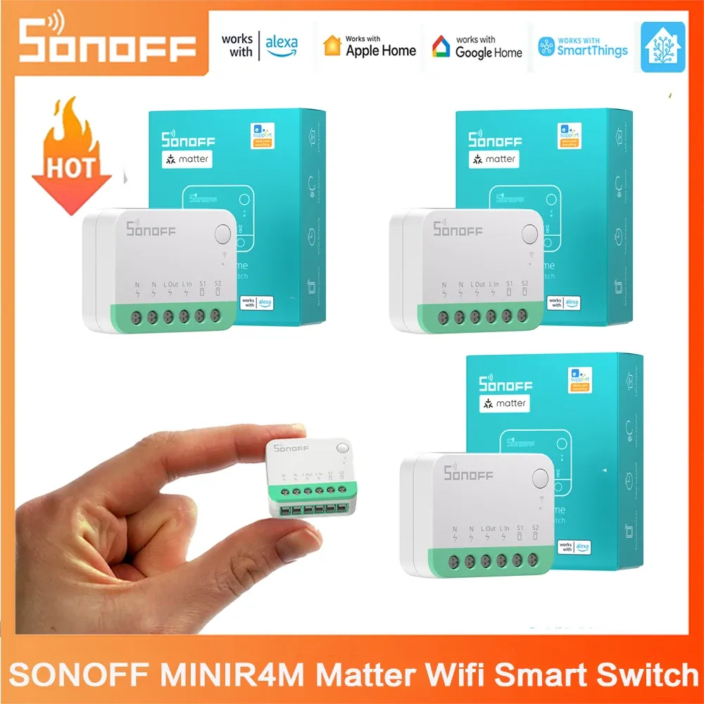 Control SONOFF MINIR4M Matter Wifi Smart Switch Mini Home Automation Module Relay Local Connection With Alexa Google Home SmartThings