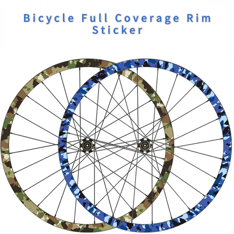 Camouflage MTB RIM -klistermärken Bredd 19mm Road Bike Wheel Set Decals Cycling Protective Film 26 27.5 29 700C Cykeltillbehör 240223