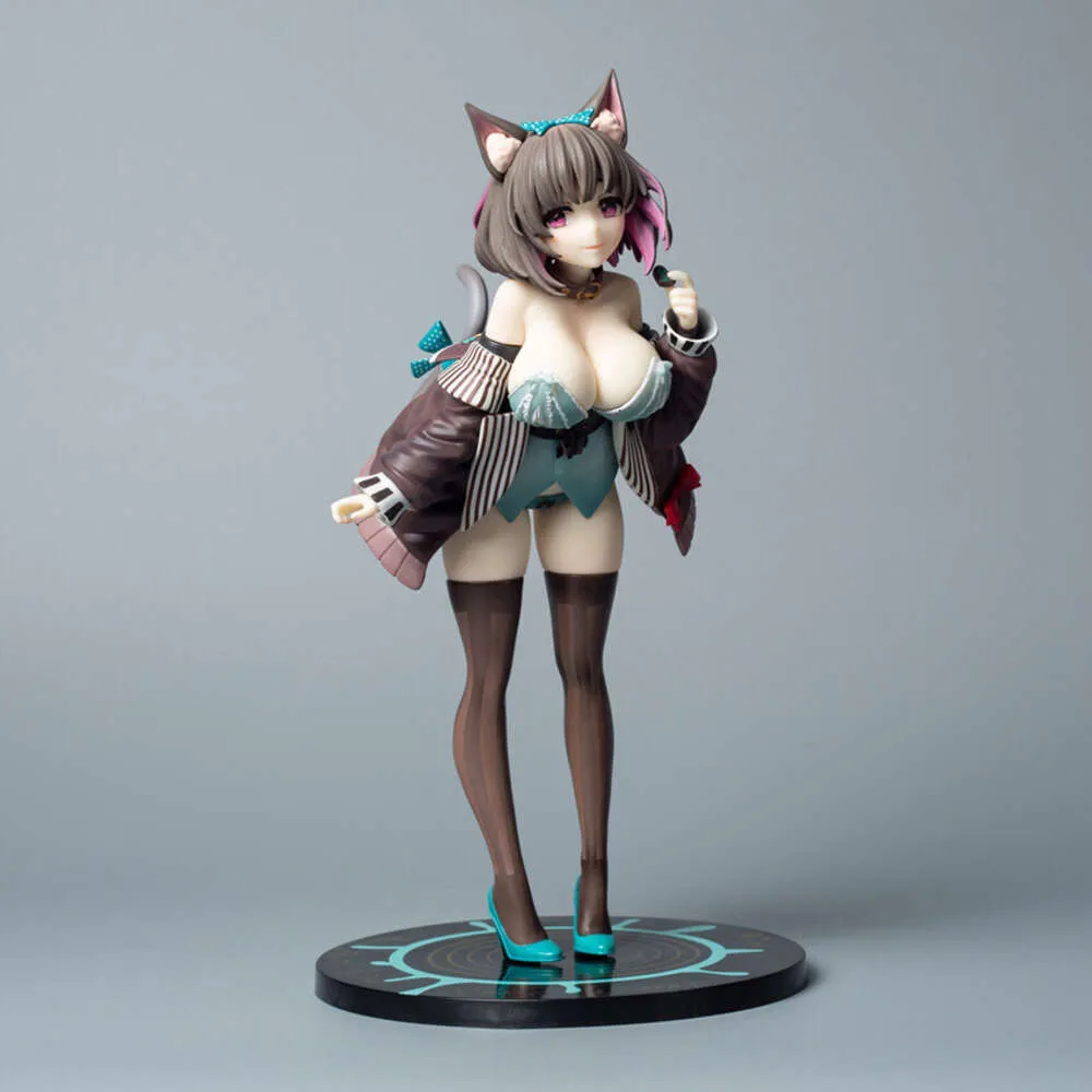 Anime Manga 24cm Native Rocket Boy Original Character Anime Cat Girl Mauve PVC Action Figure Statue Adults Collection Model Doll Gifts