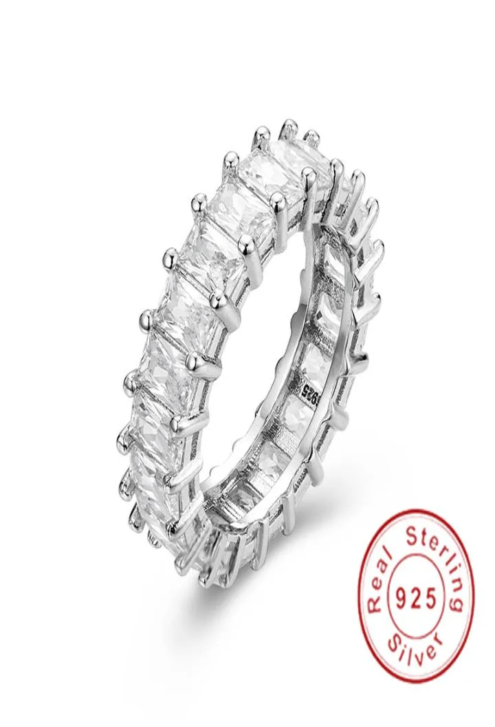 JRL 925 Silver Pave Radiant Cut Full Square Simulated Diamond CZ Eternity Band Engagement Wedding Stone Ring Smycken Storlek 512 K563781963
