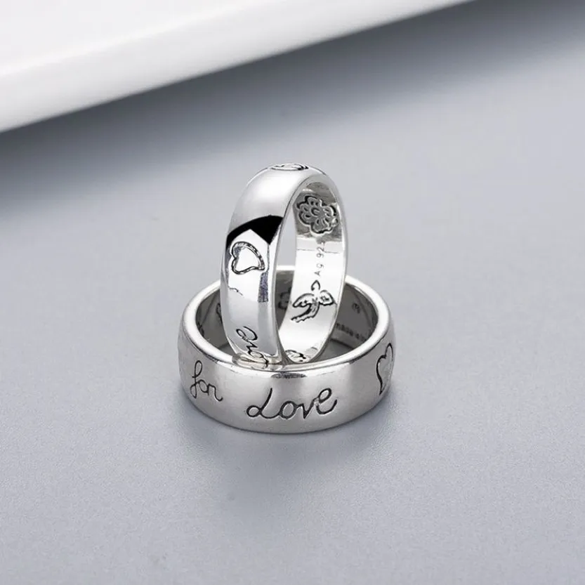 Frauen-Mädchen-Blumen-Vogel-Muster-Ring mit Stempel Blind für Liebesbrief-Ring-Geschenk für Liebespaar Hochwertiger Schmuck1907