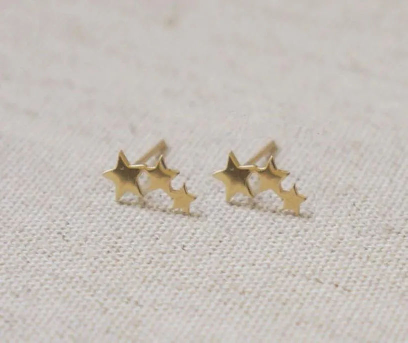 10 paia piccoli orecchini a bottone con 3 stelle orecchini a bottone con tre stelle collegate orecchini a bottone carini per adolescenti a 3 stelle per le donne8895379