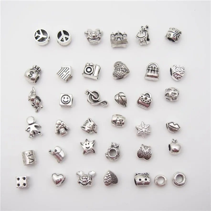 Promotie Mix 28 verschillende soorten Alloy Charm Bead Europese Retro Style Sieraden voor armband ketting New4107238