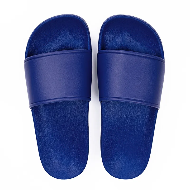 Pantoufles de bain plates, chaussures de plage d'intérieur et d'extérieur, sandales bleu foncé