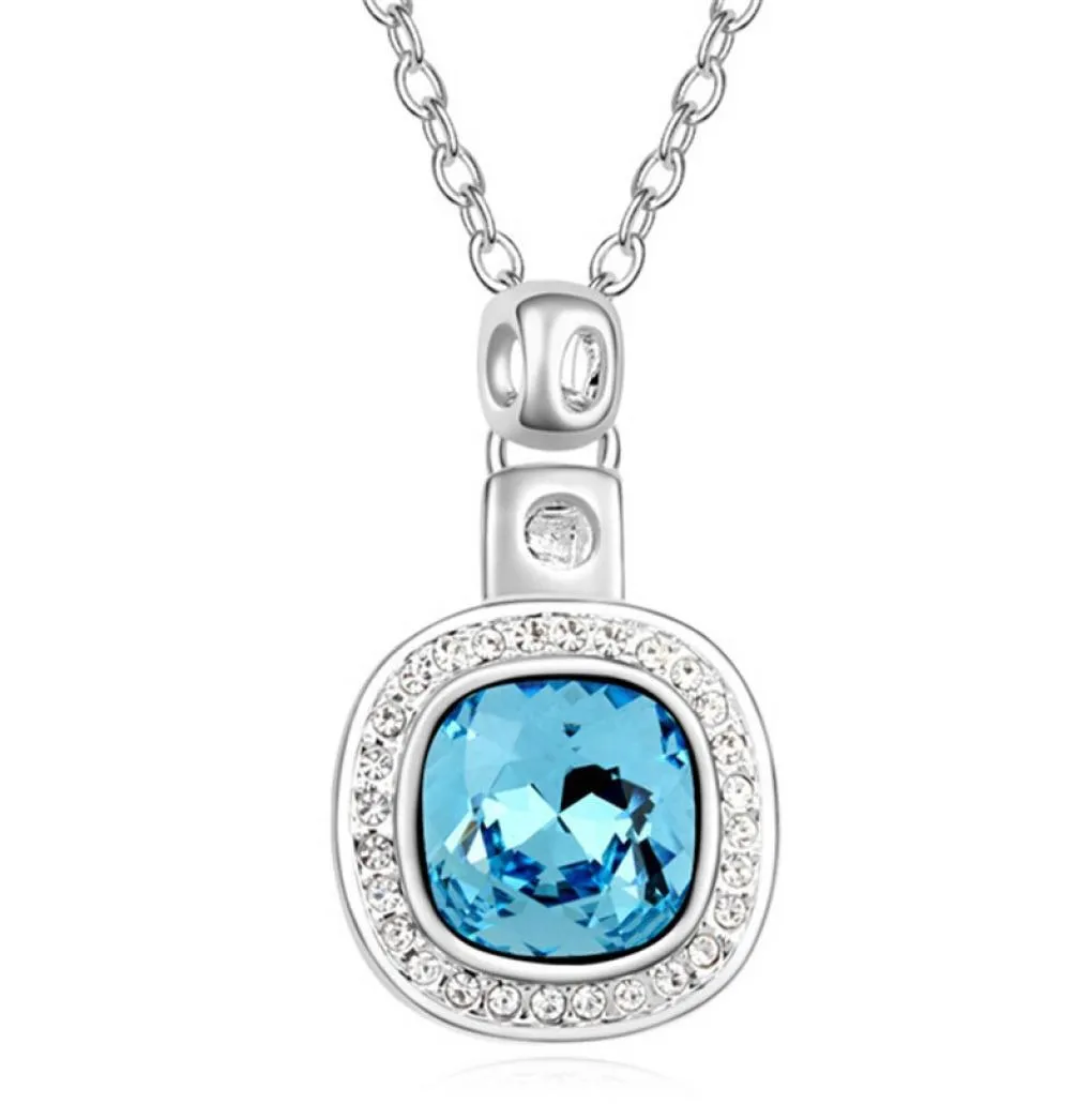 Hoge kwaliteit vierkante hanger ketting kristal van rovski Elements vrouwen sieraden wit vergulde accessoires 173149291680