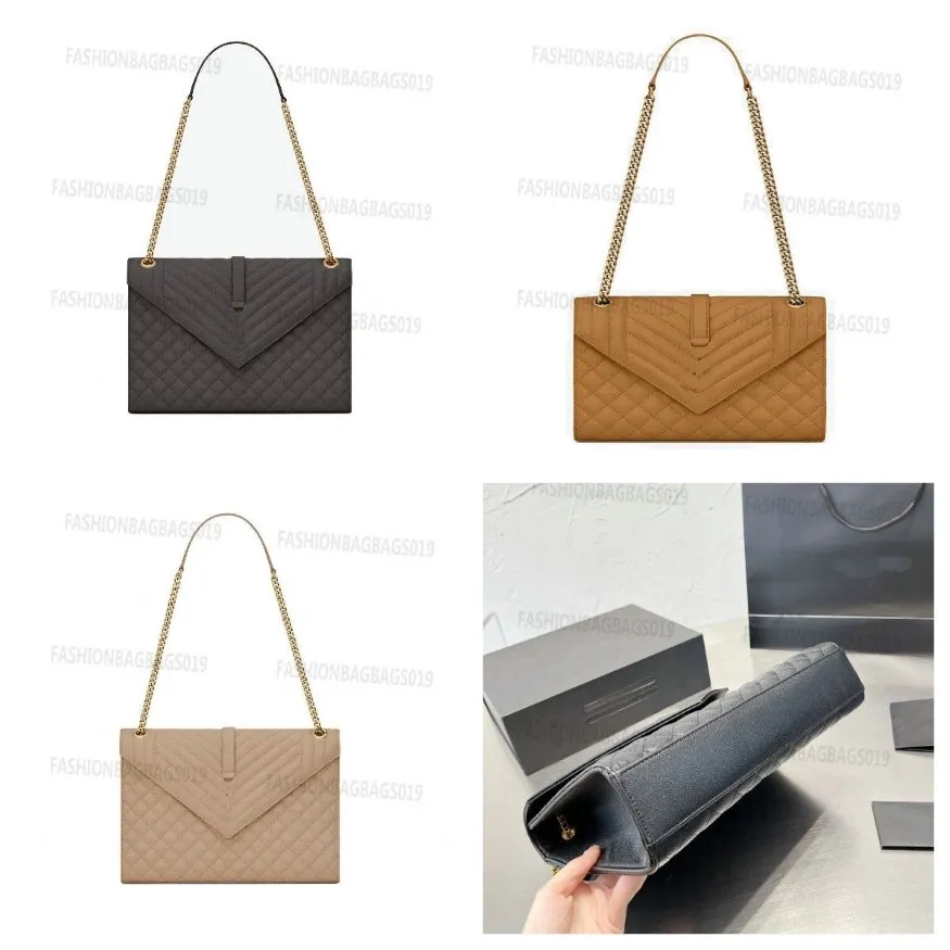 Designer matelasse envelope saco feminino grão de poudre em relevo correntes de couro sacos com metal ferragem logotipo carteira bolsa capa ove299n