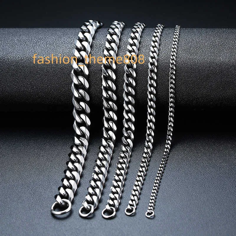Men Jewelry 3.6mm 5mm 7mm 9mm 11mm Stainless Steel Bracelet Gold Plated Miami Cuban Chain Bracelet Bangle Wholesale