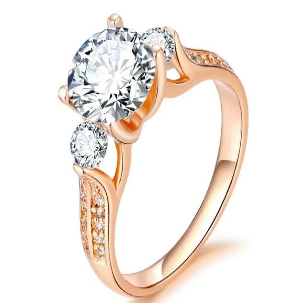 925 Silver and 18K Rose Gold Plating Zircon Ring Prong Setting Diamond Lady039s Fashion Ring with 6789 Sizes6276696