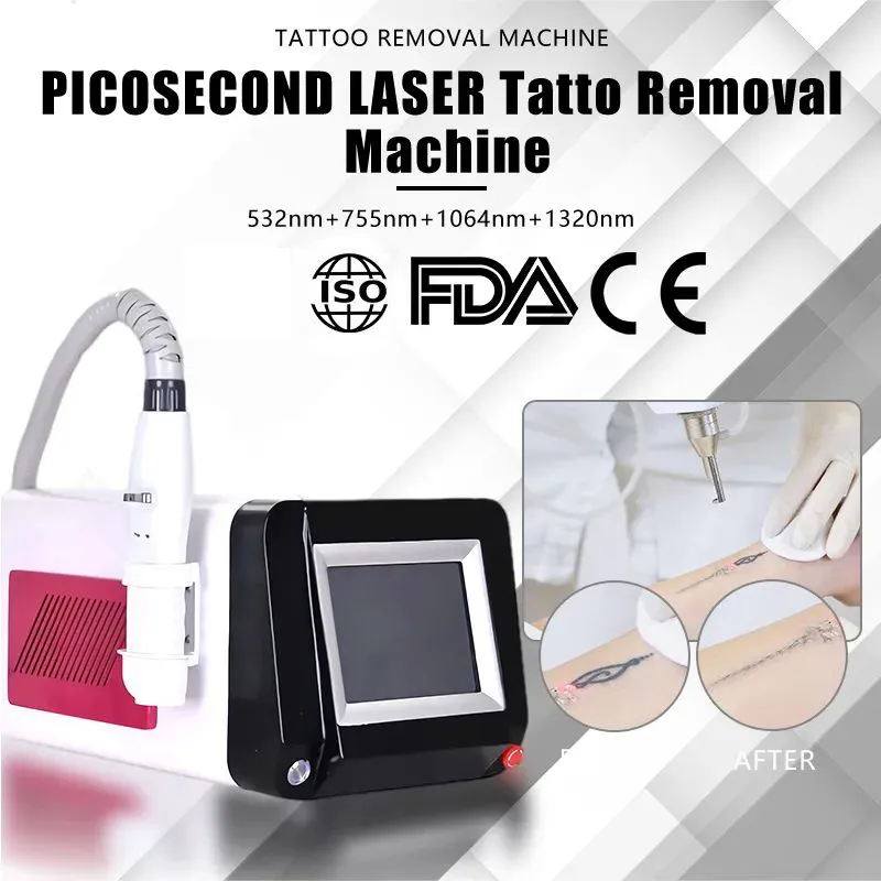 Dispositif portatif de cosmétologie de laser de picoseconde d'élimination de tache de rousseur de peau de carbone de dissolvant de tatouage de laser de Nd Yag certifié CE avec 4 longueurs d'onde