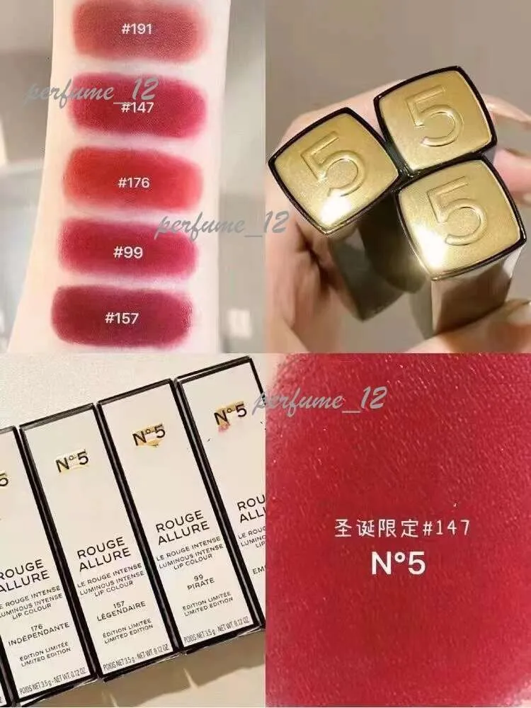 N5 Brand Satin lipstick Matte Lipstick Made in Italy Rouge C Lipstick Christmas limited 5 colors free shopping 88