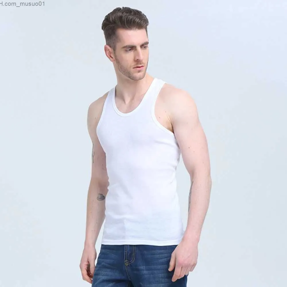 Débardeurs Homme Été hommes 100% coton débardeurs vêtements de sport T-shirts sans manches chemises de musculation t-shirt Stretch mince sport maillot de corps L2402