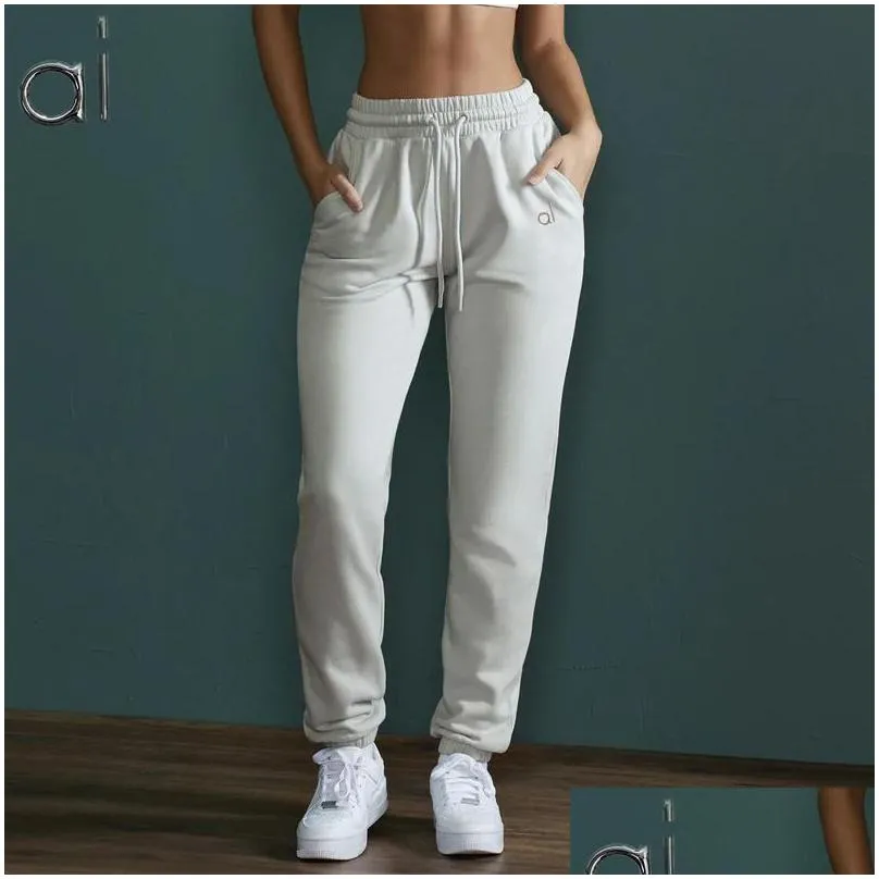 Strój jogi Al Yoga Child Sweatpant Kobiety wyluzowane frotte bawełniane latarnia Latarnia Jogger Spodnie ochłodzaj rozgrzewane studio na ulicę weekend dhaci dhaci