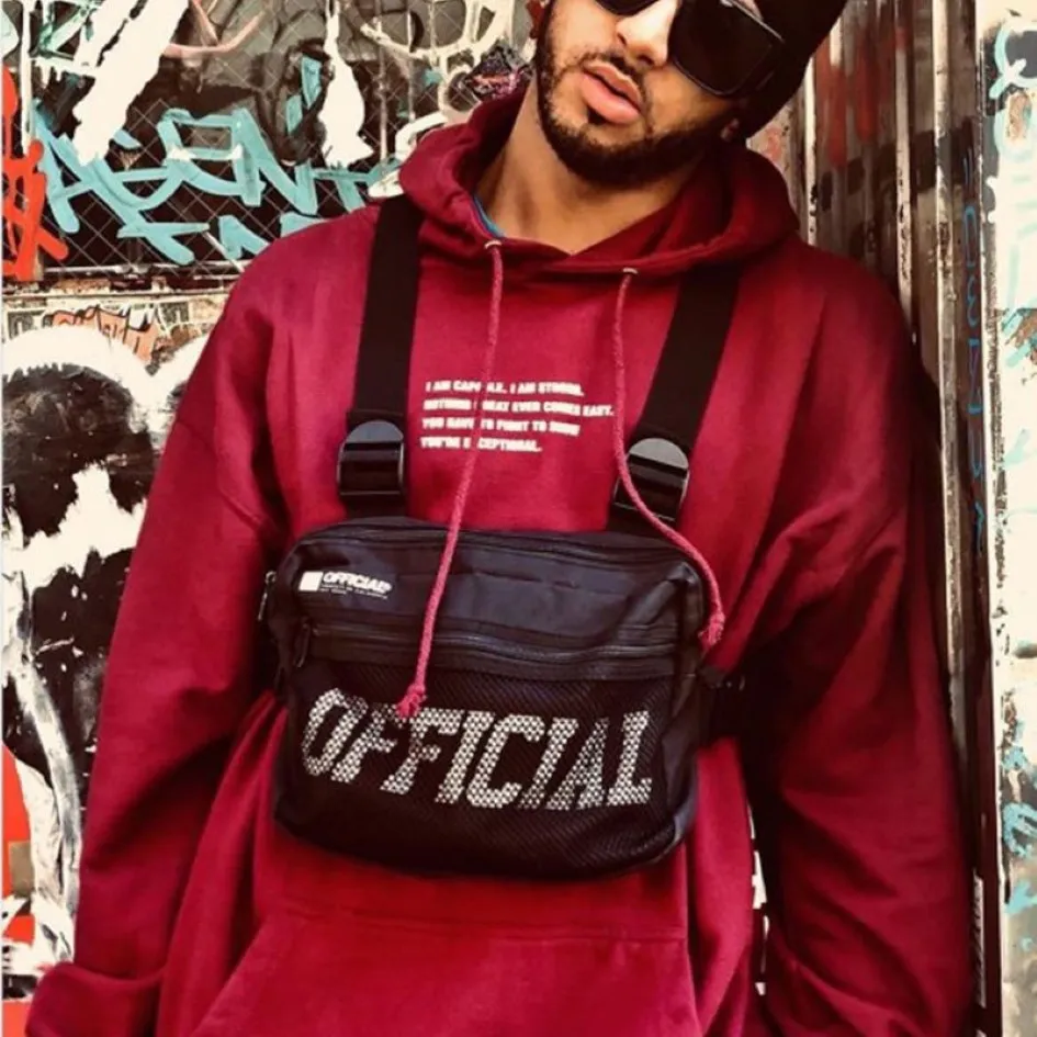 Streetwear Borsa da uomo Gilet tattico Stile Hip Hop Borse a tracolla con tracolla per donna 2019 Moda Punck Chest Rig Vest Marsupio281q