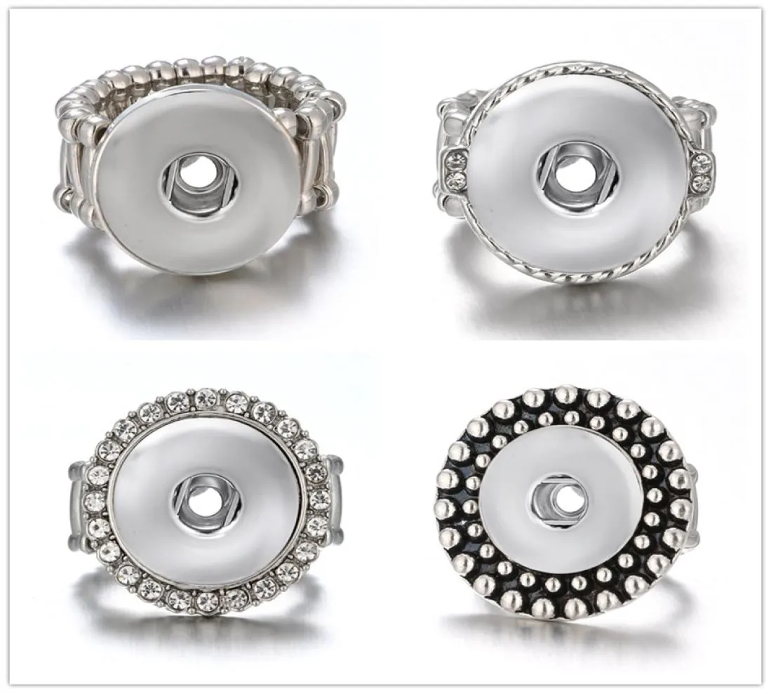 Newest 10pcslot Snap band Ring jewelry fit 18mm Ginger Metal Silver Button Adjustable3695800