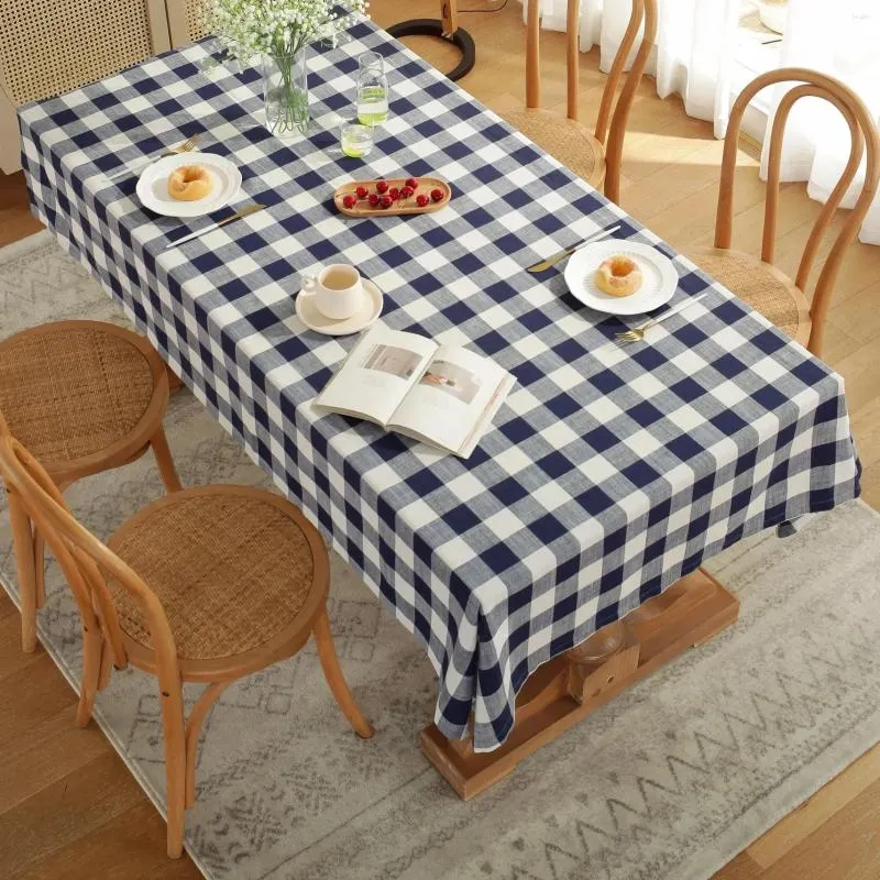 Bordduk nordisk stil rutig bordduk tvättfri vattentät oljesäker och dammtät skydd