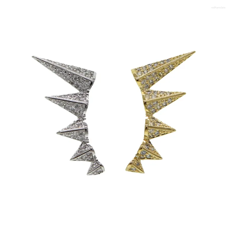 Boucles d'oreilles Mode Micro Pave Cz Spike Géométrique Pour Femmes Punk Or Argent Couleur Perle Rivet