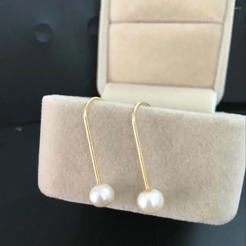 Kolczyki Dangle S925 Srebrny Naturalny Pearl Earring 18K Gold Splated Nature Perły Grade Pearls