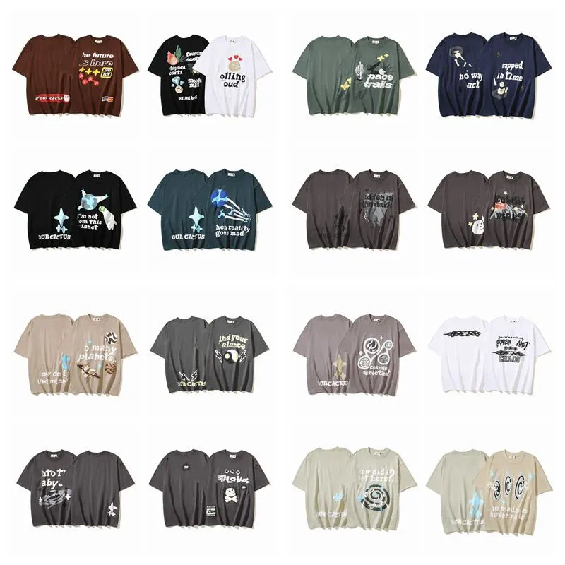 Mens T shirts Ss New Lanet T shirt Broken Planet Foam Loose Print Short Sleeve High Street Mens and Womens Sports Pure Cotton Casual Half Top Clothes