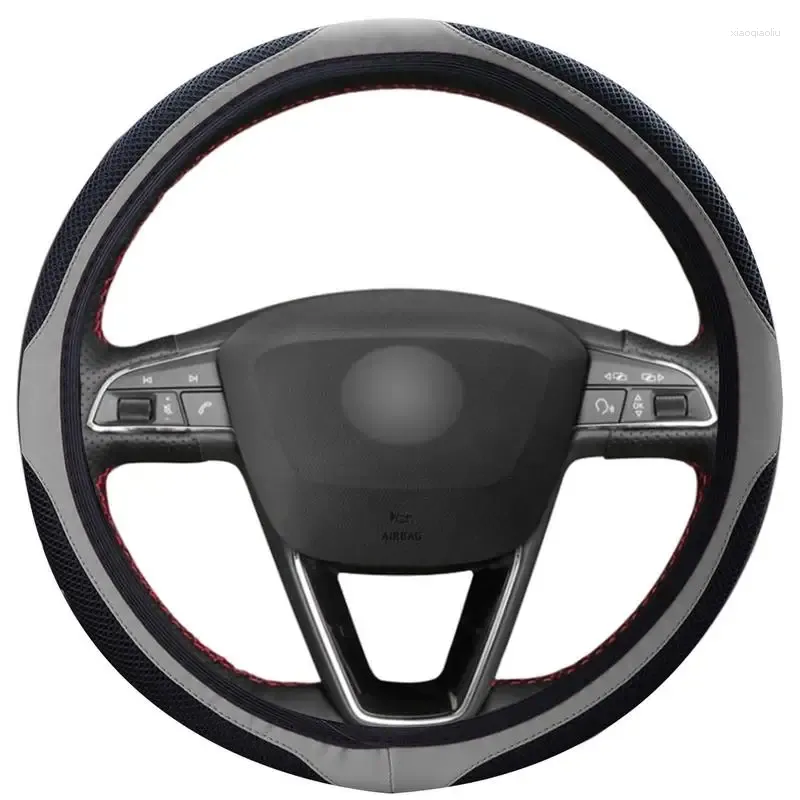 Steering Wheel Covers Car Cover Breathable Anti Slip PU Leather Suitable 37-38cm Carbon Fiber