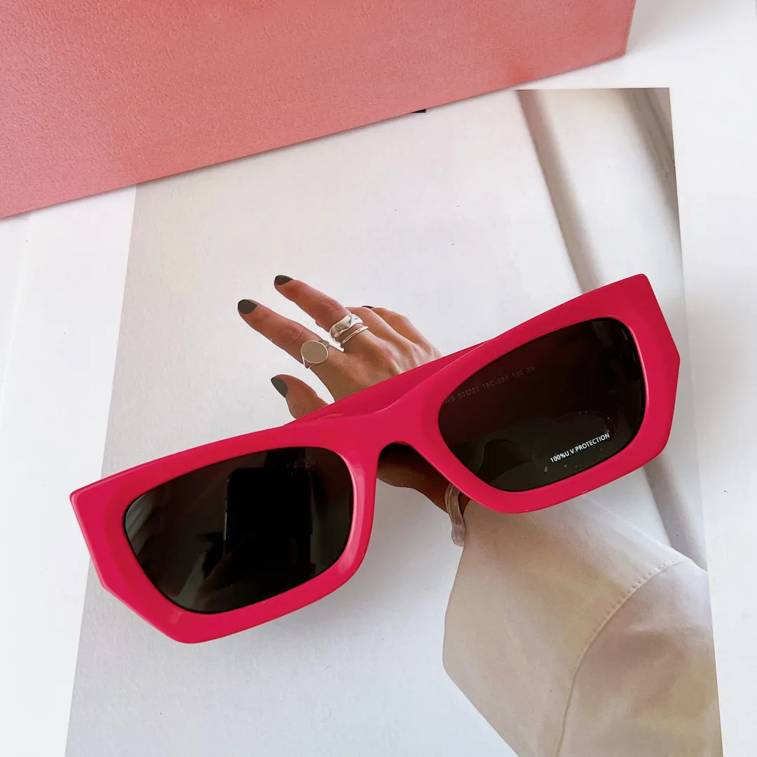 Прямоугольные солнцезащитные очки 09W, темно-розовые/темно-серые для женщин, оттенки Sonnenbrille Sunnies Gafas de sol UV400, очки с коробкой