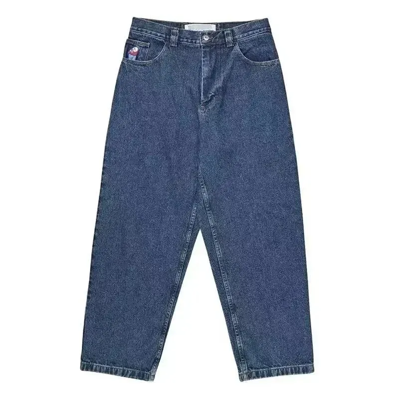 Мужские джинсы Polar Big Boy, белые, хип-хоп, с мультяшной графикой и вышивкой, мешковатые Y2k, женские широкие брюки с высокой талией в стиле Харадзюку Chenghao03 371