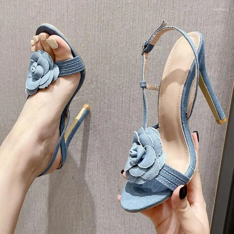 Dress Shoes Sexy Slingback High Heels Sandals Women Summer Back Buckle Strap Gladiator Fashion Flower Open Toe Party For