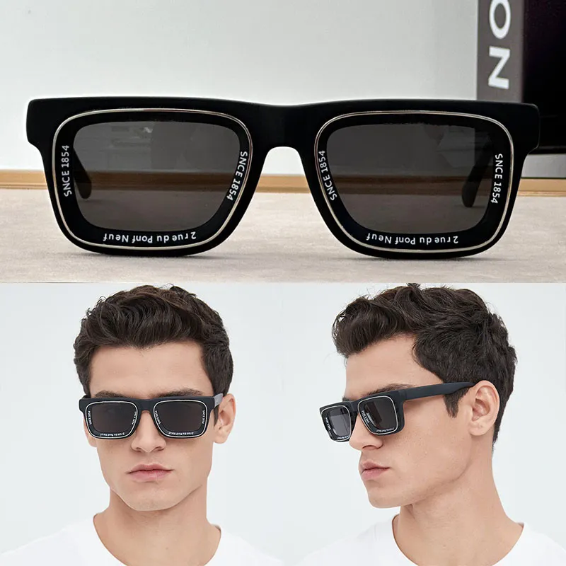 2024 Été Nouvelle Super Vision Lunettes de soleil carrées Hommes Marque de mode Cadre carré en caoutchouc noir Mode Vanguard Style Lunettes de soleil Z2407