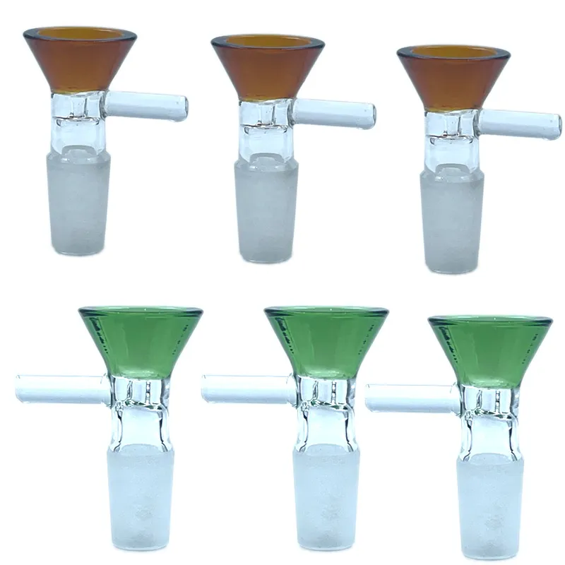 Hookahs 5 mm tjock glas bong glider med handtag skåltratt manlig timglas färgglada 14 mm röktillbehör Vatten rör bongs 18mm skålar