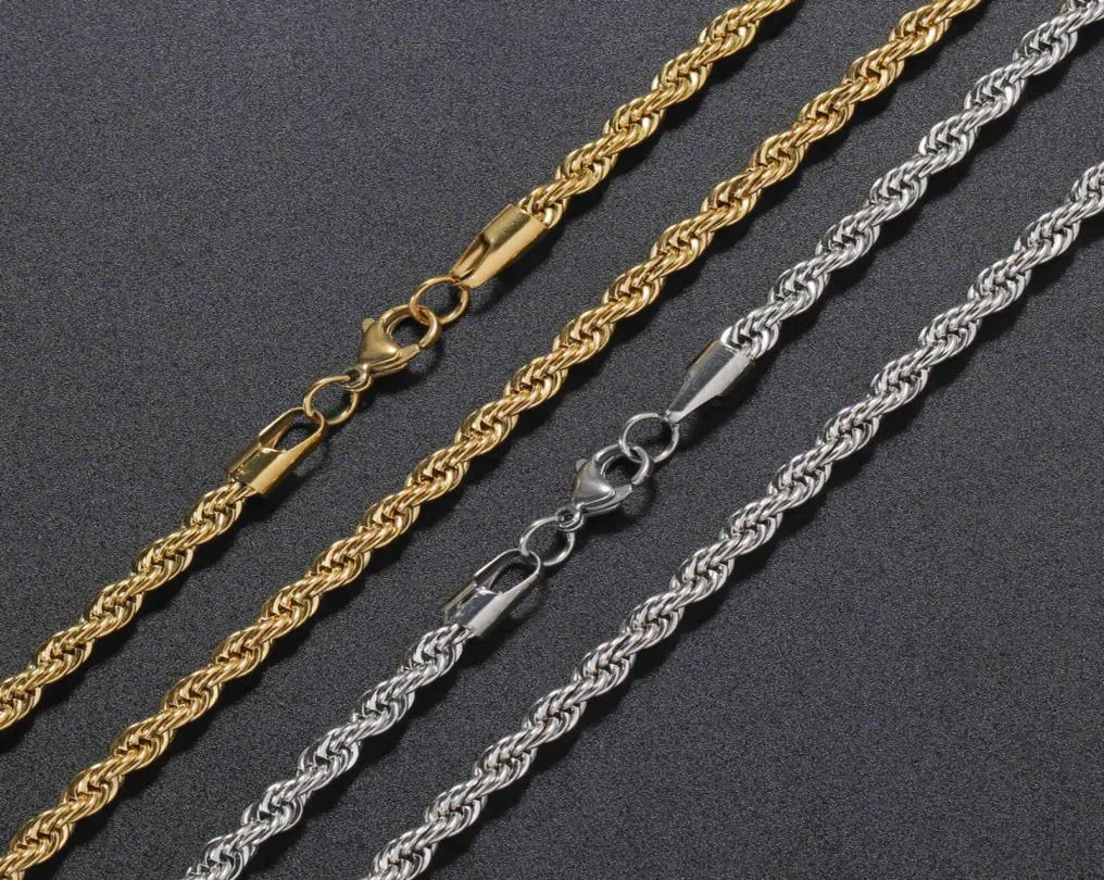 5 mm vergoldete Ketten Halskette Edelstahl Hiphop Kette DIY Seil Schmuckzubehör Länge 16quot18quot20quot22q5935553