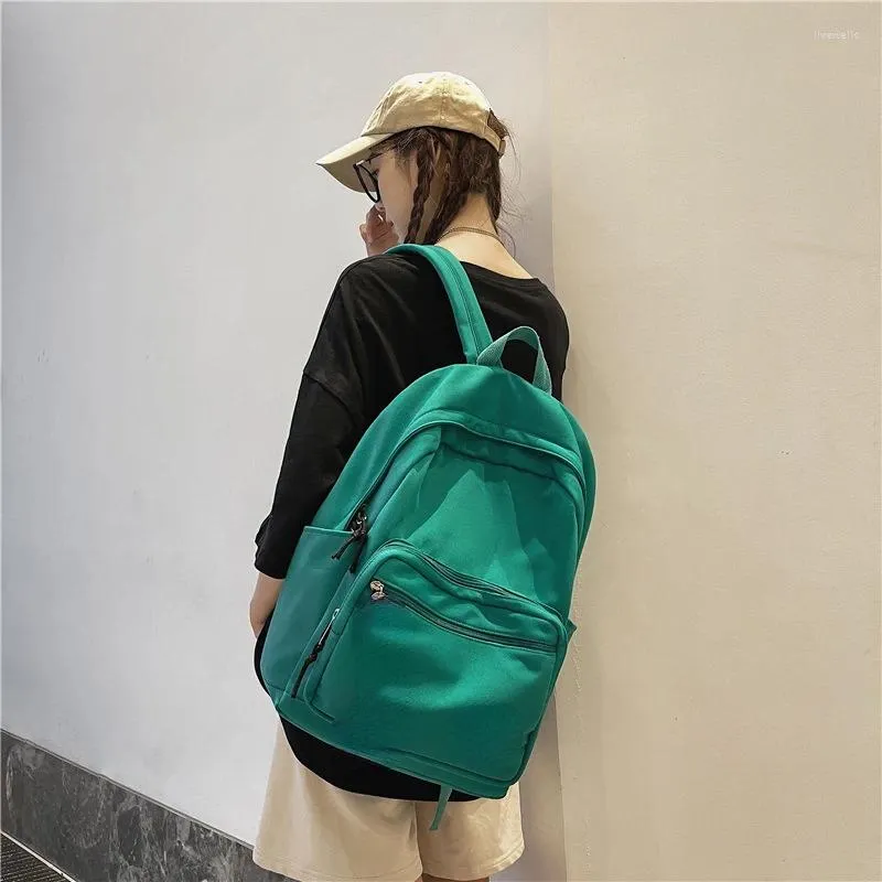 学校のバッグソリッドカラーファッションバッグカレッジバックパックトレンディトラベルレディラップトップキュートグリーン