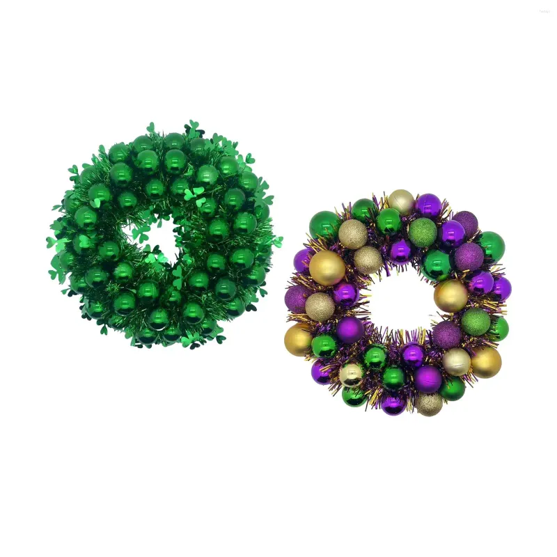 Dekorativa blommor st. Patrick's Day Wreath Round Balls Framdörrdekor för inomhus trädgård Holiday Office Wedding