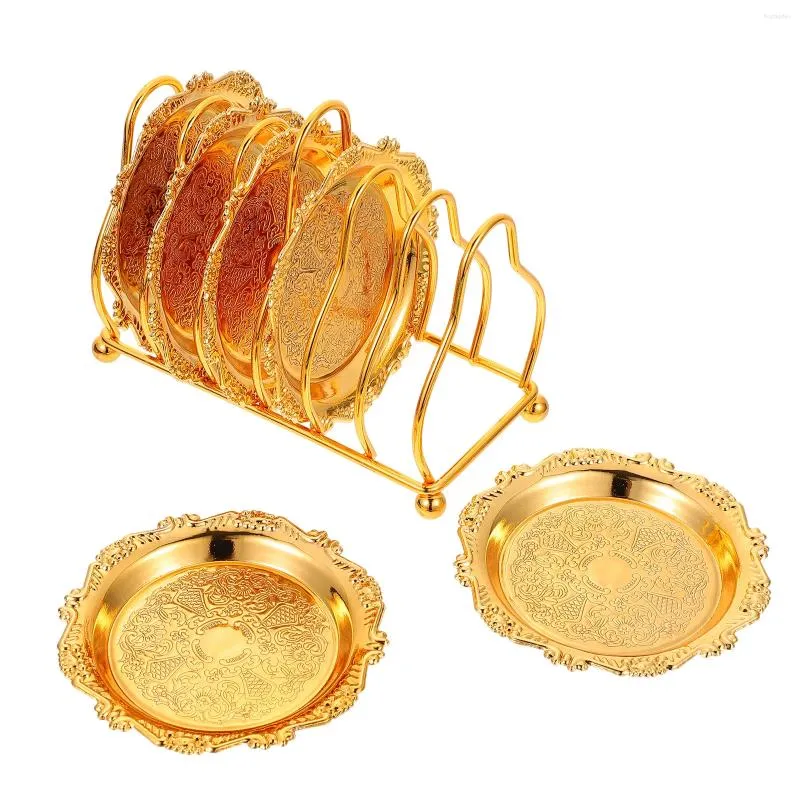 Servis uppsättningar Mini Fruit Plate Set Creative Dish Cake Pann Hushåll Tray Metal Storage Home Table Provis Golden Banquet Platter