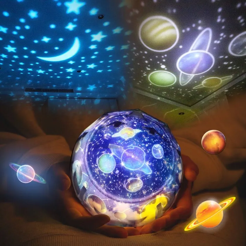 Magic Star Moon Planet Lampada per proiettore rotante Galaxy Luce notturna a LED Cosmos Universo Luci per bambini per regalo Starry Sky212G