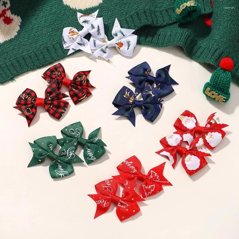 Hair Accessories 6/8 Pcs Christmas Bows Year Party Decor For Girl Kids Holiday Decorations Baby