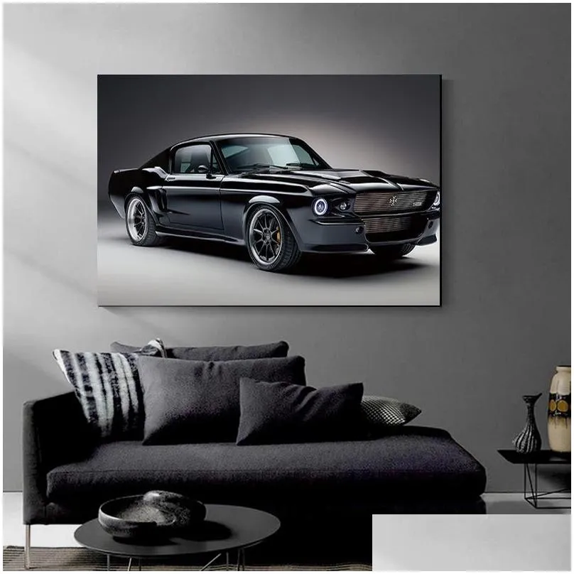 Peintures 1967 Classique Muscle Charge Cars Mustang Toile Peinture Affiche Imprimer Mur Art Photos Salon Chambre Hommes Garçon Accueil Drop Dhlcp