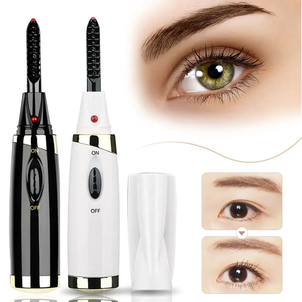 Mini uppvärmd ögonfrans curler elektrisk mascara långvariga ögonfransar curling kosmetisk skönhetsinstruma ögonfransstyling makeupverktyg 240219