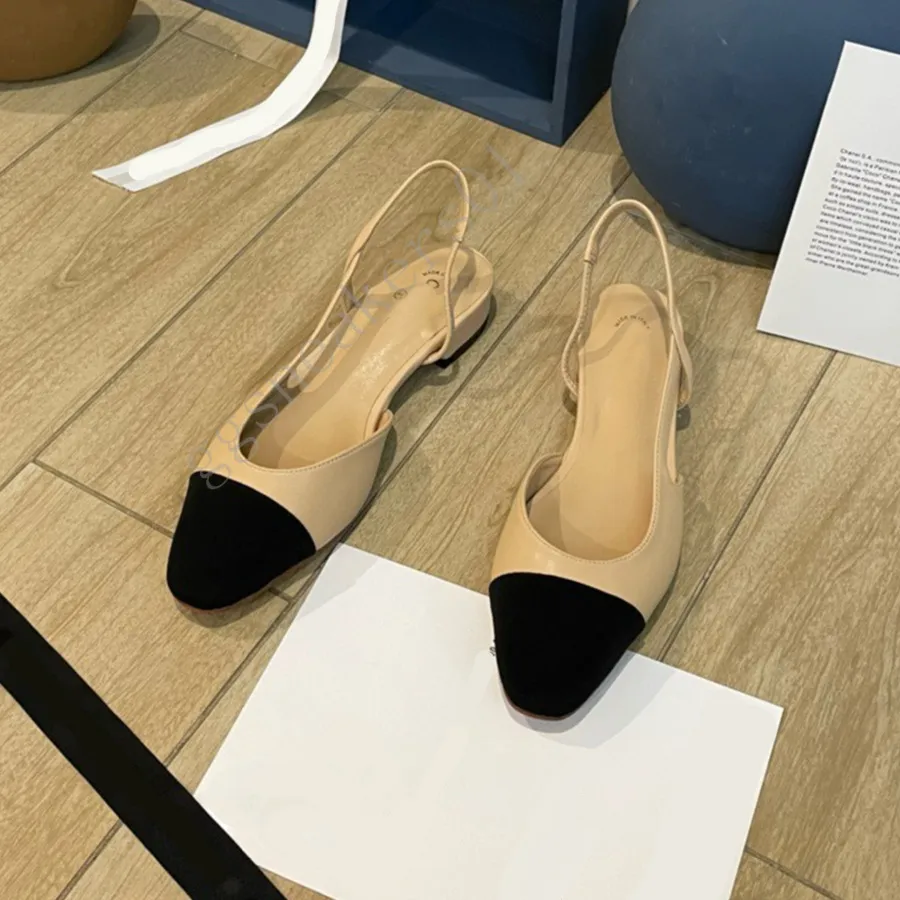 Modische Ballerinas, Designer-Slingback-Heels, Channellies-Kleiderschuhe, klobige Sandalen, berühmte Designer-Damenschuhe aus echtem Leder mit Box