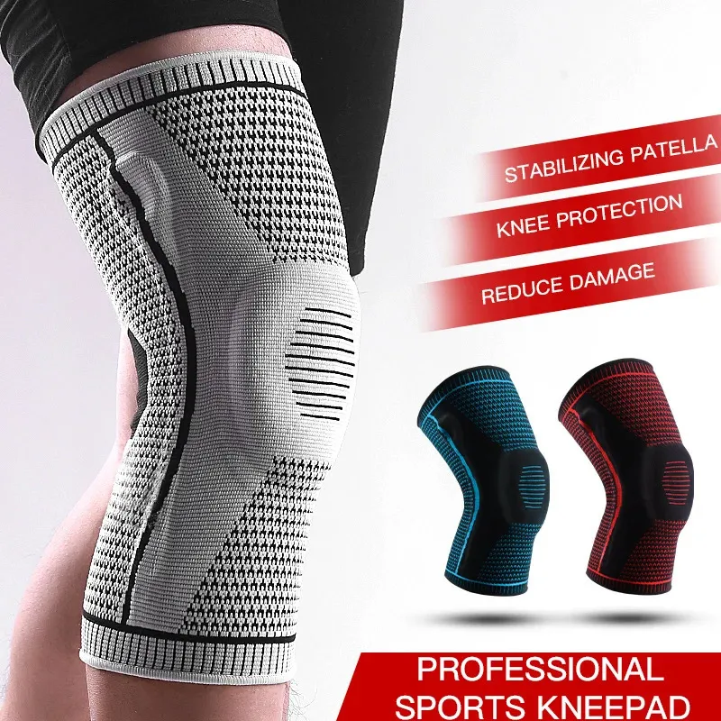 Silicone Full Knee Brace Strap Patella Medial Support Drop Compression Protection Sport Pads Running Basketball 240223