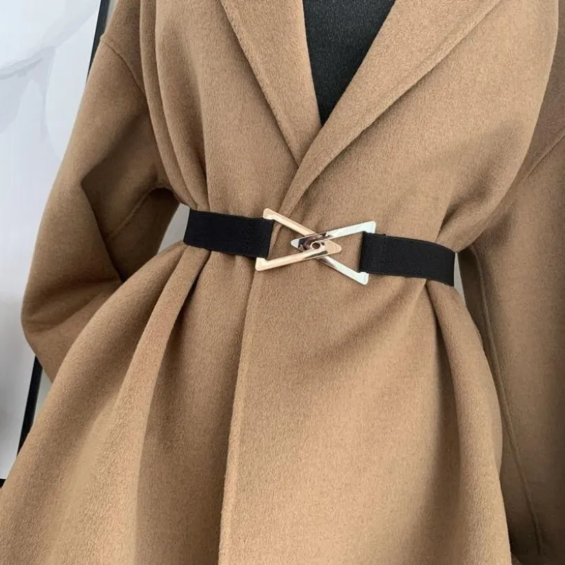 Ceintures femmes ceinture élastique en cuir métal femme boucle ceinture ceinture pour robe pardessus coupe-vent dame taille 334t
